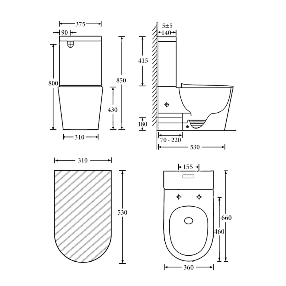 Vera Matt Black Toilet Suite - Image 2
